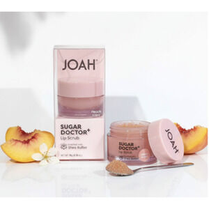 JOAH Sugar Doctor+ Lip Scrub Peach Scent Shea Butter 10g Jar Cruelty Free